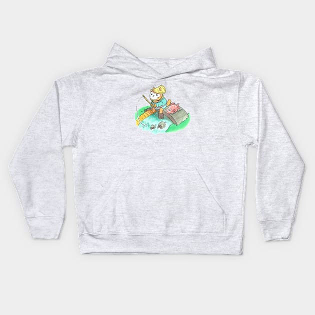 Fishing Kids Hoodie by FloatingDisc